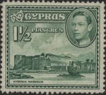 Cyprus George VI 1.5 pi green stamp SG 155ab mint