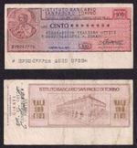 ITALY  Torino 100 Lire 1976 Mini Assegni. San Paolo di Torino. Fine to Good fine