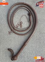 6FT Genuine Cowhide Leather Bullwhip 12 Plait Handmade Heavy Duty Cracking Whip
