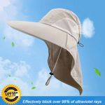 Sun Hat for Men Women with Neck Flap UPF 50+ UV Protective Hiking Fishing H G6Y7
