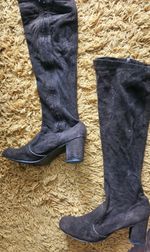 Cool true vintage 1960s 70s tall go go boots leather  suede 6.5 / 7 mod boho