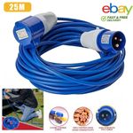 Caravan Camping Mains Hook Up Cable 16A 240v blue Site Extension Lead 25 Meters