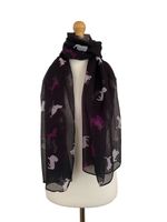 FRENCH BULLDOG DOG PRINT LADIES SCARF BLACK VISCOSE ACCESSORY FRENCHIE GIFT