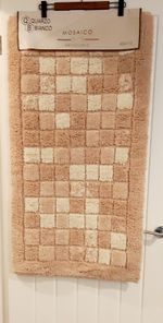 Quarzo Bianco Mosaico Bath Mat Pink & White 60x110cm Antislip Super Soft New 