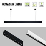Modern Black/White LED Ultra Slim Linear Pendant Lights 4/5/6/8FT 4000K/5700K