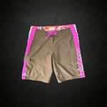 Billabong Womens Boy Fit Board Shorts Size 3 Brown Pink Embroidered Logo Surf