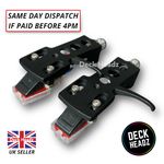 2 x Black Headshells With Moving Magnet Cartridges & Diamond Styluses