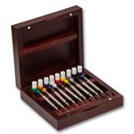 EURO PREMIUM Watchmakers hardened watch screwdrivers set wood case repairs tool