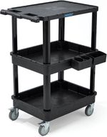 3 Tier Utility Cart Rolling Trolley Heavy Duty Plastic Office Workshop Black UK