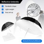 Selens 41/51/65in Parabolic Reflective Umbrella with Diffuser for Photo Shooting