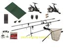 Full Carp Fishing Set Up 8ft Rods Reels Bite Alarms Landing Net Pod Mat Tackle