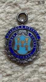 STERLING SILVER & ENAMEL POCKET WATCH FOB FOOTBALL MEDAL HALLMARKED 1923