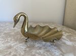 Vintage Brass Swan Trinket Dish
