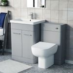 Nes Home Matte Grey 600mm Freestanding Vanity WC Unit & Rimless BTW Toilet 