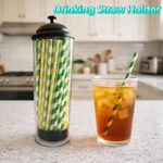 Portable Straw Organizer Container Bottle Drinking Straw Holder Straw Dispenser