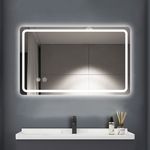 Bathroom LED Mirror With Demister Touch Sensor Illuminated Lights Anti-fog