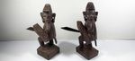 Two Exceptional Vintage Indonesian Borneo Dayak Carved Tribal Warrior Statues