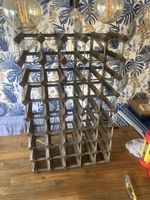 Metal Wood Wine Rack Freestanding Ornate 40 Bottle Capacity, Vintage Industrial