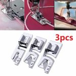 Set of 3 Rolled Hem Presser Foot Sewing Machine Snap on 3mm 4mm 6mm