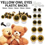 YELLOW OWL EYES with PLASTIC BACKS  ✅Teddy Bear Making Soft Toy Doll Animal UK