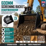 600mm Sieve Riddle Screening Bucket With 2* 25mm Pins For Mini Excavator Digger
