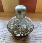 Vintage First Impressions Art Nouveau Style Clear Glass & Perter Perfume Bottle 