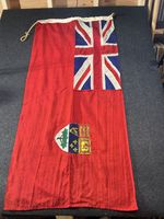 Vintage Canadian Red Ensign Flag Stitched Wool 1921-1957 Green Leaves 54x26” 