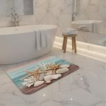 Nautical Seashell Bath Mat 24x17 Autumn Bathroom Decor Memory Foam Warm Coastal