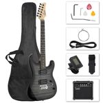 Electric Guitar 20W Kit HH Pickup Amp Bag Strap Beginner Set Full Size Black