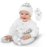 Baby Romper Fancy Crown Romper gift Set 3 piece Bow Babygrow set for Unisex