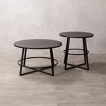 BLACK COFFEE TABLE SET OF TWO ROUND COFFEE TABLES CONTEMPORARY COFFEE TABLE SET