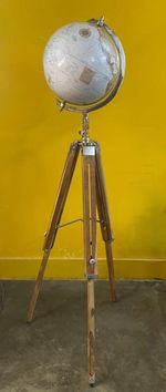 Modern Floor Standing World Atlas Globe Wooden Tripod Base Home Office Decor