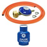 GAS BOTTLE PRESSURE REGULATOR CW 2m ORANGE HOSE SCREW IN CALOR 4.5kg BUTANE