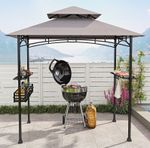 Rectangle Grill Gazebo Barbecue Canopy, Metal Frame, Grey/Black NP12387