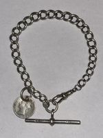 Antique Victorian Silver Albert Watch Chain T Bar Bracelet 20 Grams 8” Long
