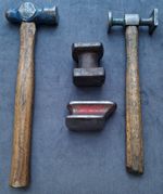2 Vintage Panel Beating Dollies with 2 Hammers Made In England