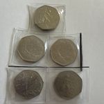 British Elizabeth II 50p Coin Job Lot, 5 Coins incl. 1971, 1985 & 1997