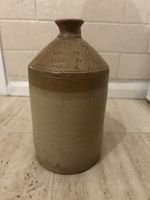 Antique Stoneware Flagon With Advertisement. ‘leaders ST Chelsea’