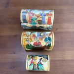 Hand Made Hand Painted Camel Bone Gift And Jewelry Box Multi Color, Set Of 3, F7