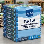 400L Top Soil 16 x 25L Bags Sterilised Lime & Chalk Free Beds Borders Lawns
