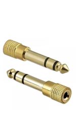 3.5mm Jack to 6.35mm Stereo Headphone Adapter Connector Converter 6.3mm GOLD 1/4