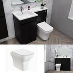 Matt Black Bathroom Furniture 1100mm L Shape Vanity Unit RH LH Basin