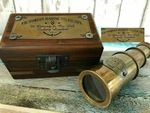 Antique Brass Victorian Spyglass Maritime Telescope With Wooden box