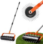 Walensee Rolling Lawn Aerator, Heavy Duty Lawn Spike Aerator Roller with 42 Stee