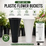 10 Round 27cm Plastic Flower Vase Display Buckets For Florists in Black or White