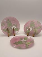 Pink Floral Glass Serving Plates Set | Vintage Retro Cottagecore Kitchenware