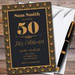 Gold Art Deco Gatsby Personalised Birthday Party Invitations