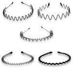 Unisex Black Elastic Non Slip Simple Metal Headbands For Men Women Wavy Hairband