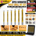 6Pcs 3mm-8mm Side Cutting Drill Bit Twists Drill Bits Serrated Drill Bit Set UK