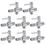 8-Pack 4/25" Aquarium Thread Air Control Valves [Bright Silver]